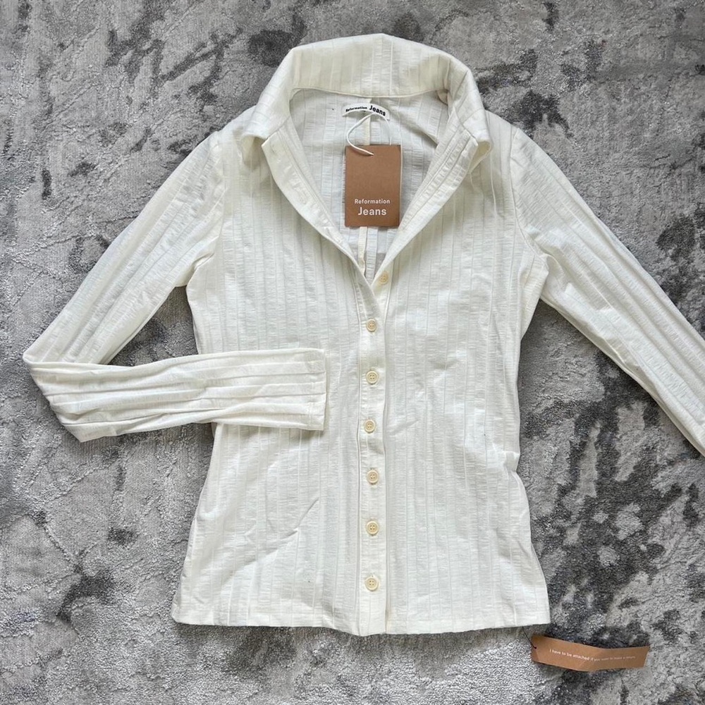 Reformation Laurie Button-up Shirt - Cream